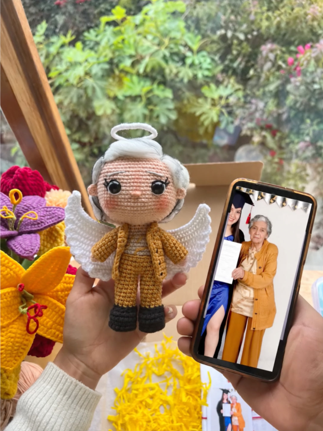 Custom Crochet Doll From Your Photo With Acrylic Photo Frame