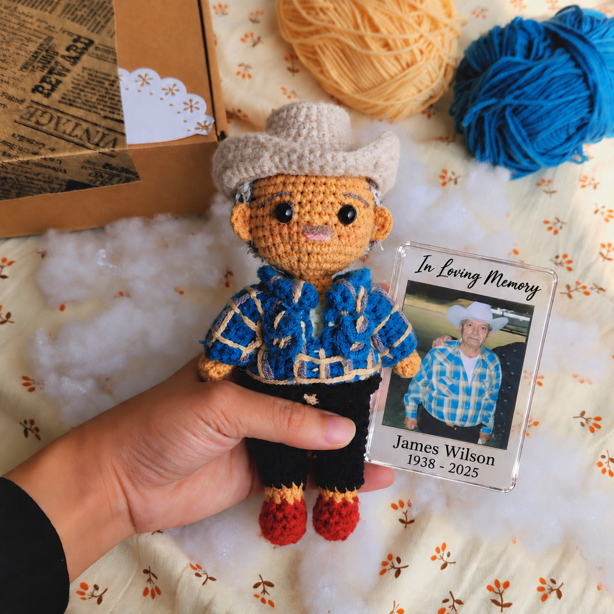 Custom Crochet Doll From Your Photo With Acrylic Photo Frame