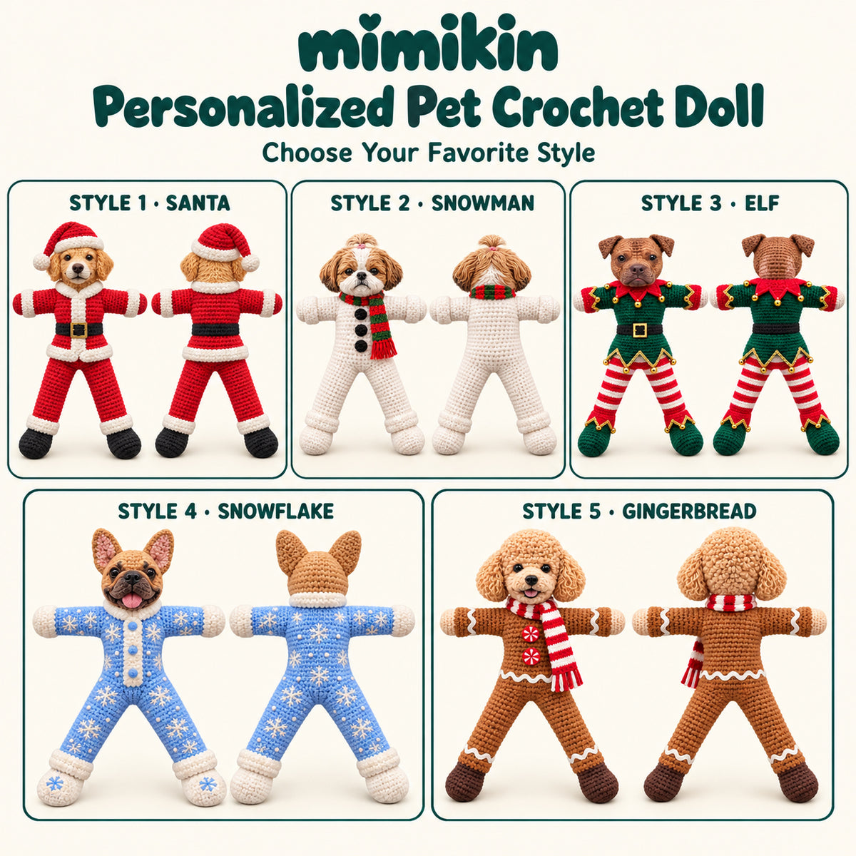 Personalized Pet Crochet Doll - Christmas Edition
