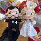 Muñecos de ganchillo personalizados para parejas con marco de fotos acrílico