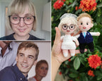 Muñecos de ganchillo personalizados para parejas con marco de fotos acrílico